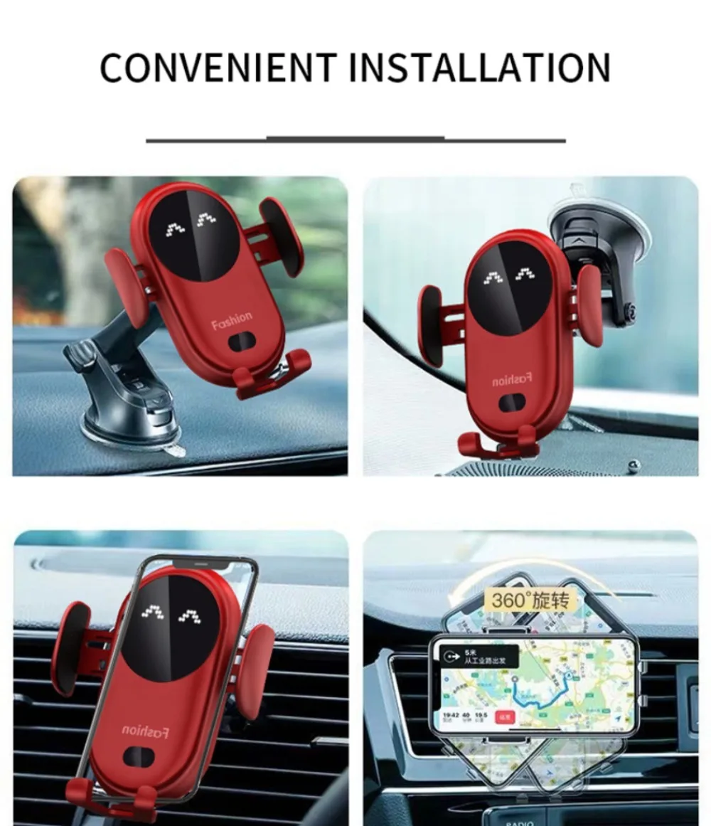 50W araba kablosuz şarj otomatik montaj telefon tutucu iPhone 15 14 13 Pro Max Samsung Xiaomi Huawei telefon indüksiyon hızlı şarj - Görsel 5