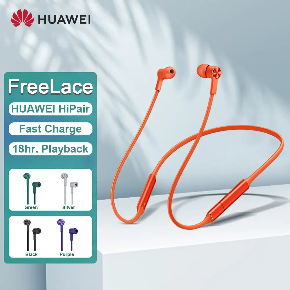 Huawei FreeLace kablosuz kulaklık orijinal Bluetooth spor su geçirmez kulak içi bellek Metal silikon orijinal Huawei Freelance
